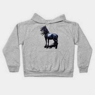 Windswept Friesian Stallion Kids Hoodie